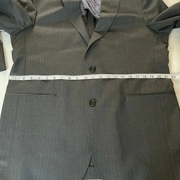 Ted Baker Endurance Wool Sports Coat Charcoal Gray With White Stripe Size 44L - Picture 6 of 10